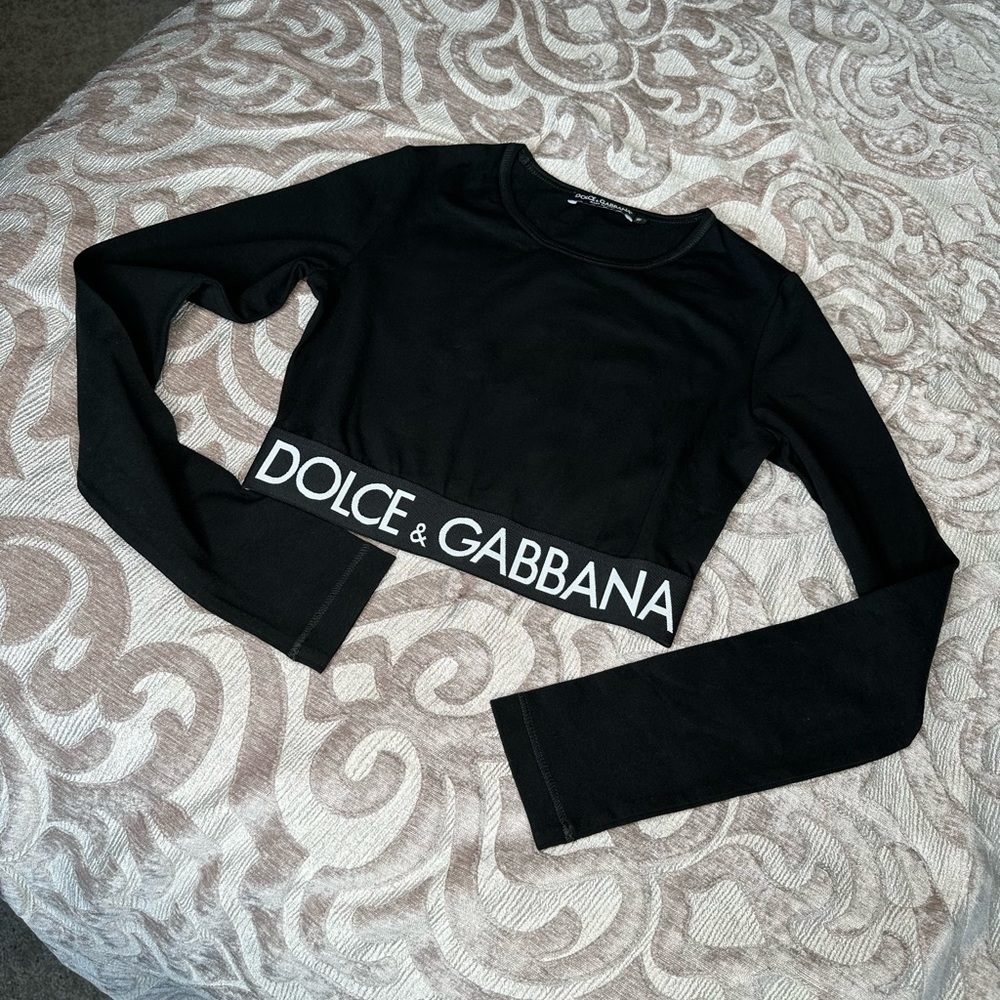 Long-sleeved jersey top with branded elastic